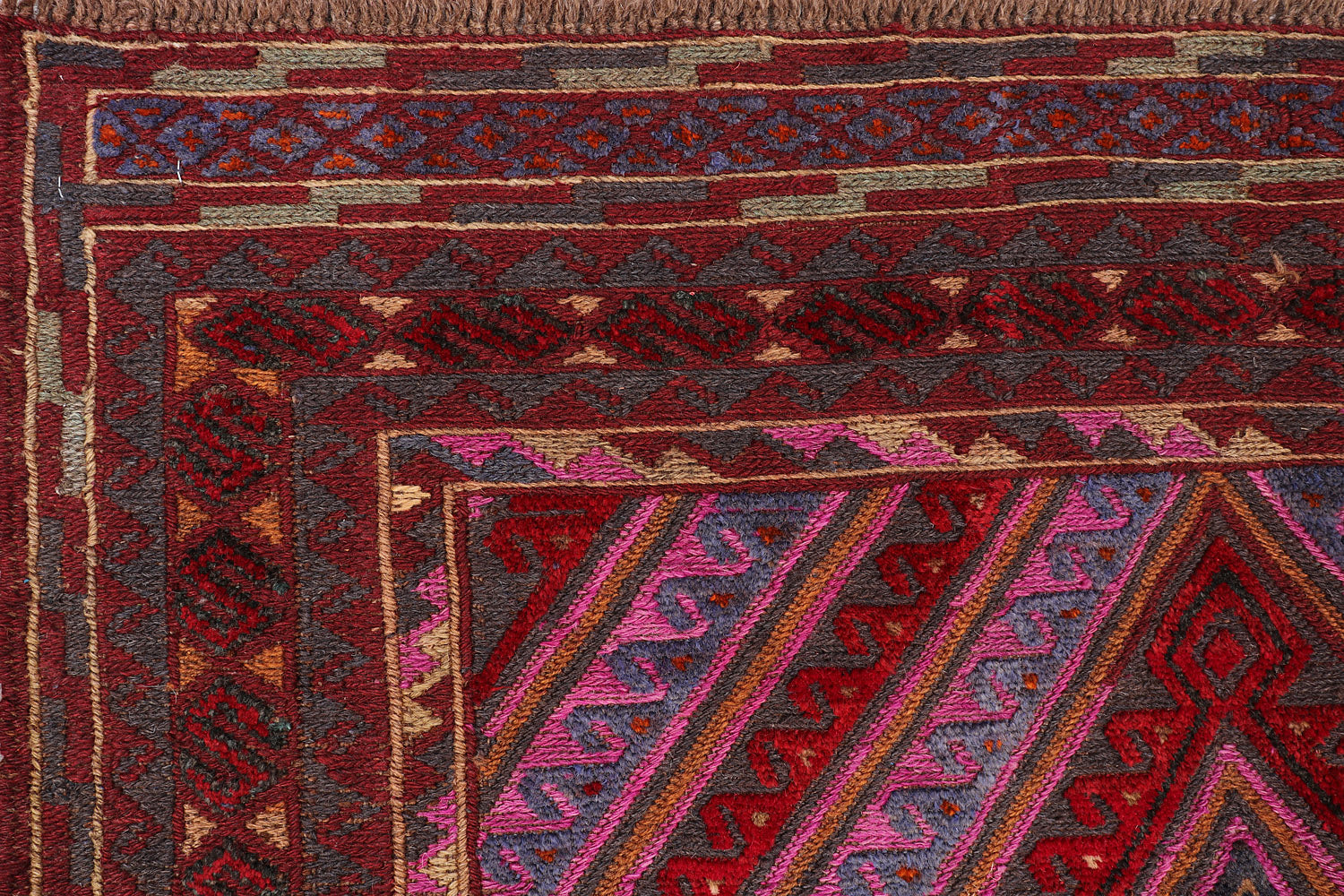 4' x 4' Red Handmade Mashwani Afghan Rug Square