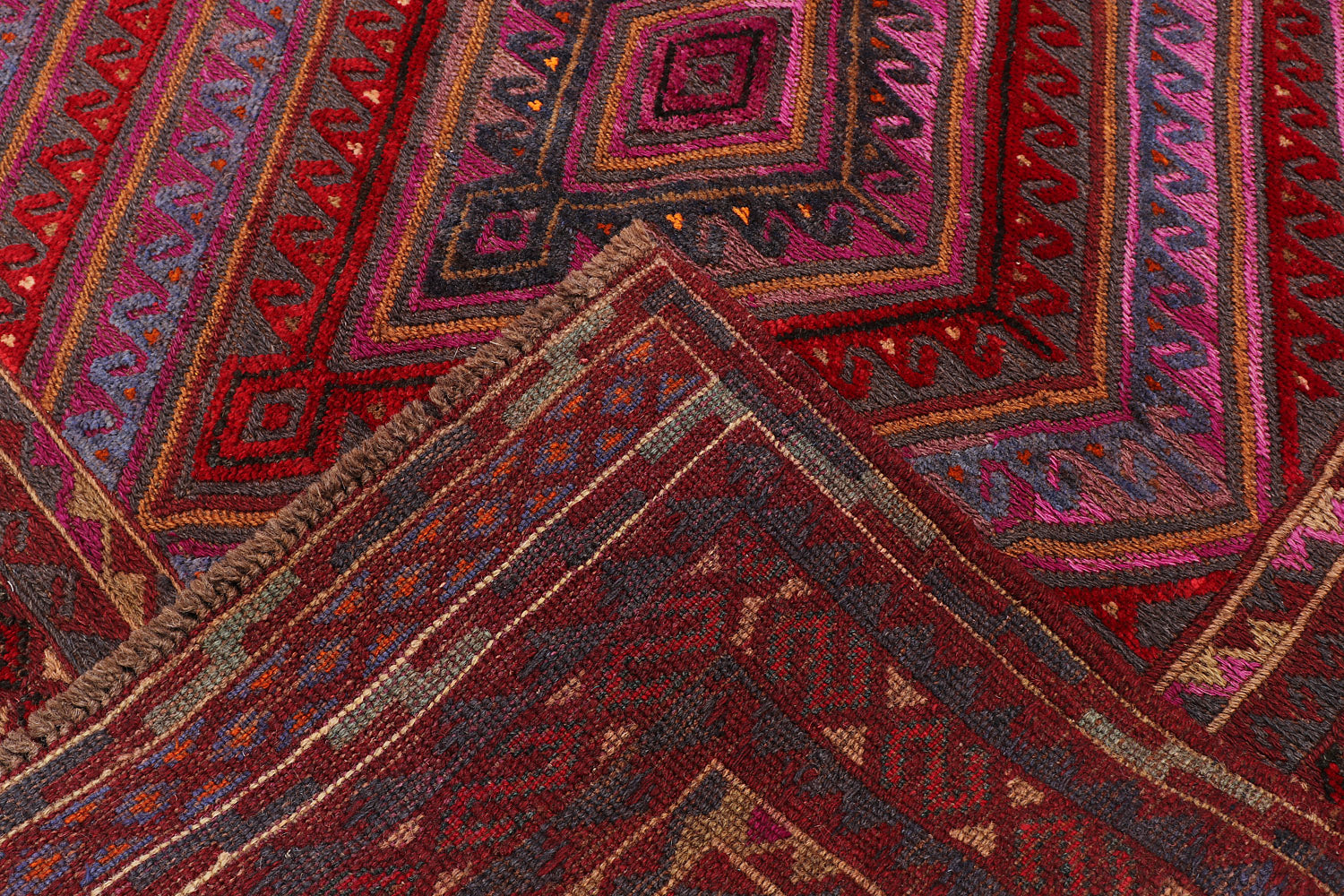 4' x 4' Red Handmade Mashwani Afghan Rug Square