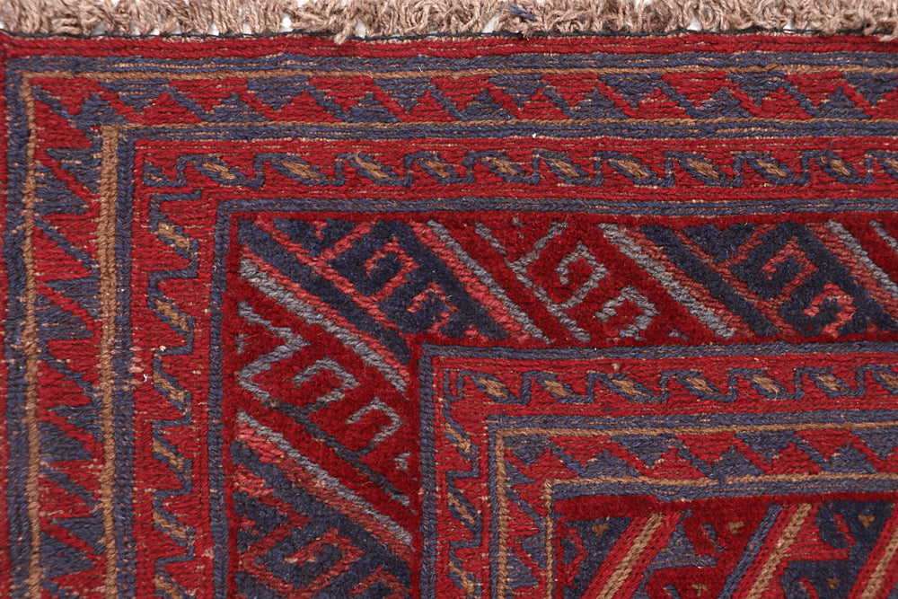 4' x 4' Red Handmade Mashwani Afghan Rug Square