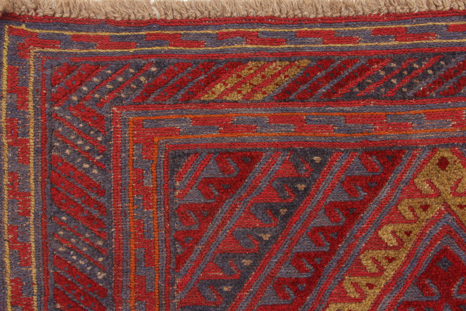 4' x 4' Red Handmade Mashwani Afghan Rug Square