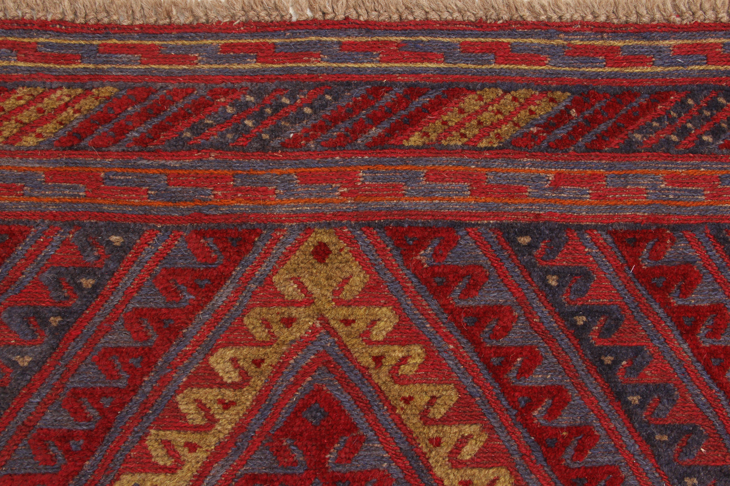 4' x 4' Red Handmade Mashwani Afghan Rug Square