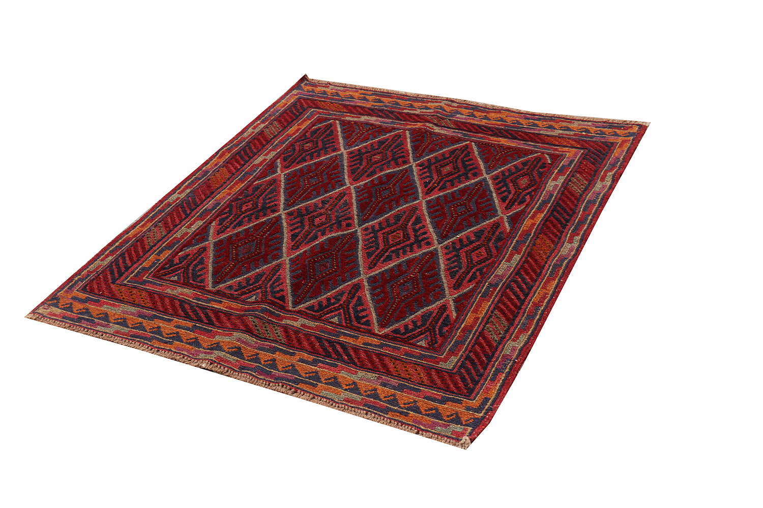 4' x 4' Red Handmade Mashwani Afghan Rug Square