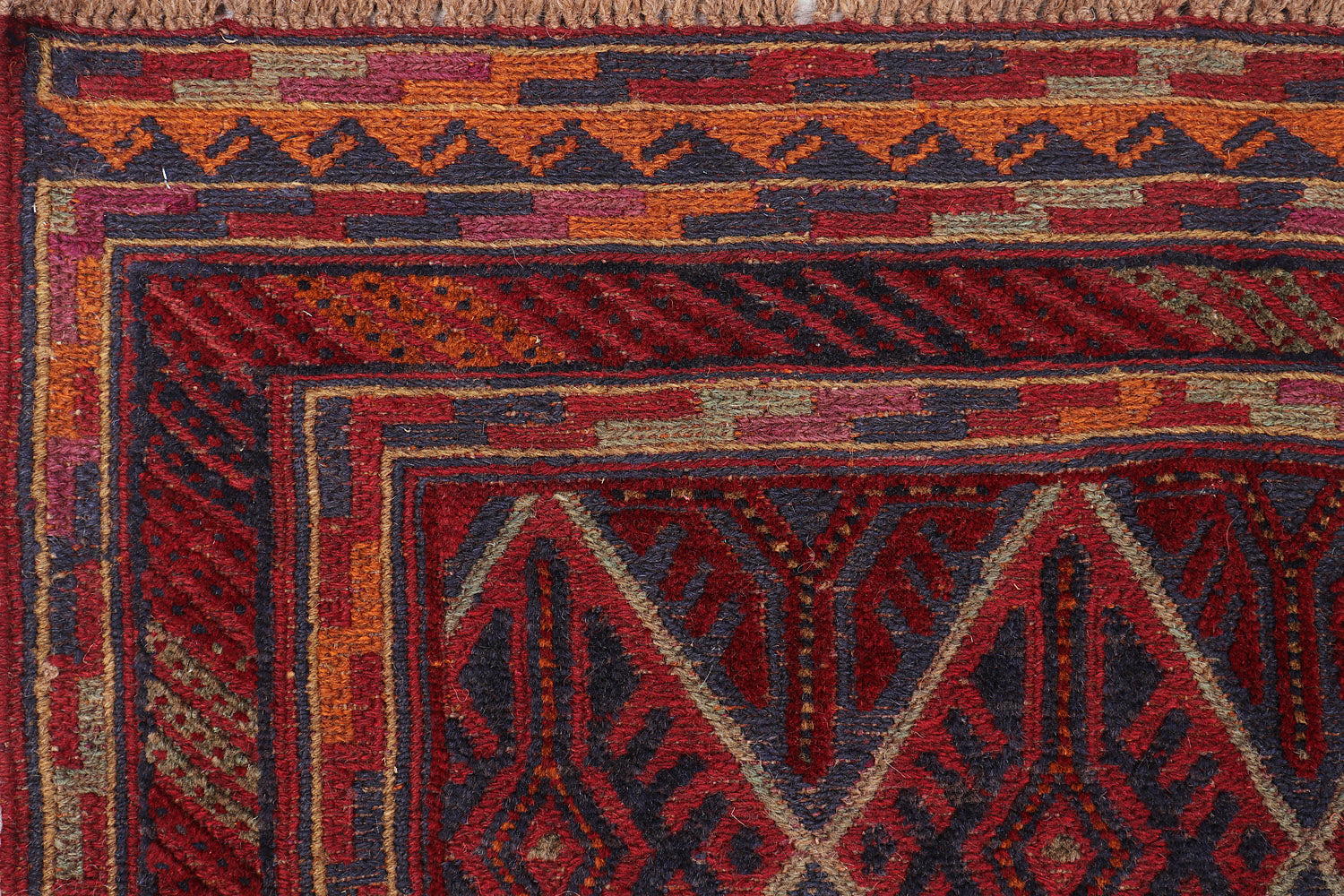 4' x 4' Red Handmade Mashwani Afghan Rug Square