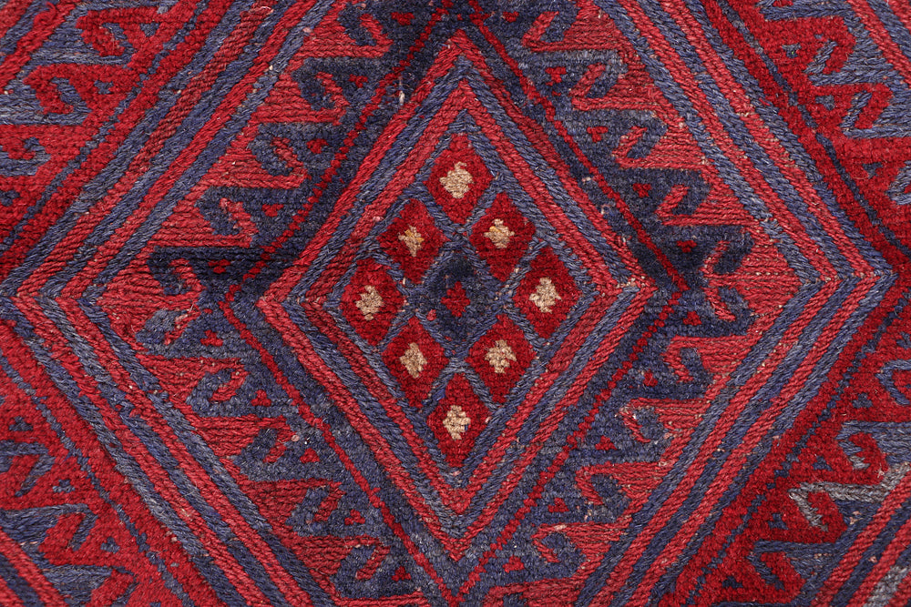 Red Handmade Mashwani Afghan Rug Rectangular