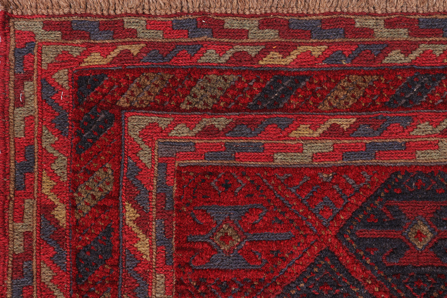 4' x 4' Red Handmade Mashwani Afghan Rug Square