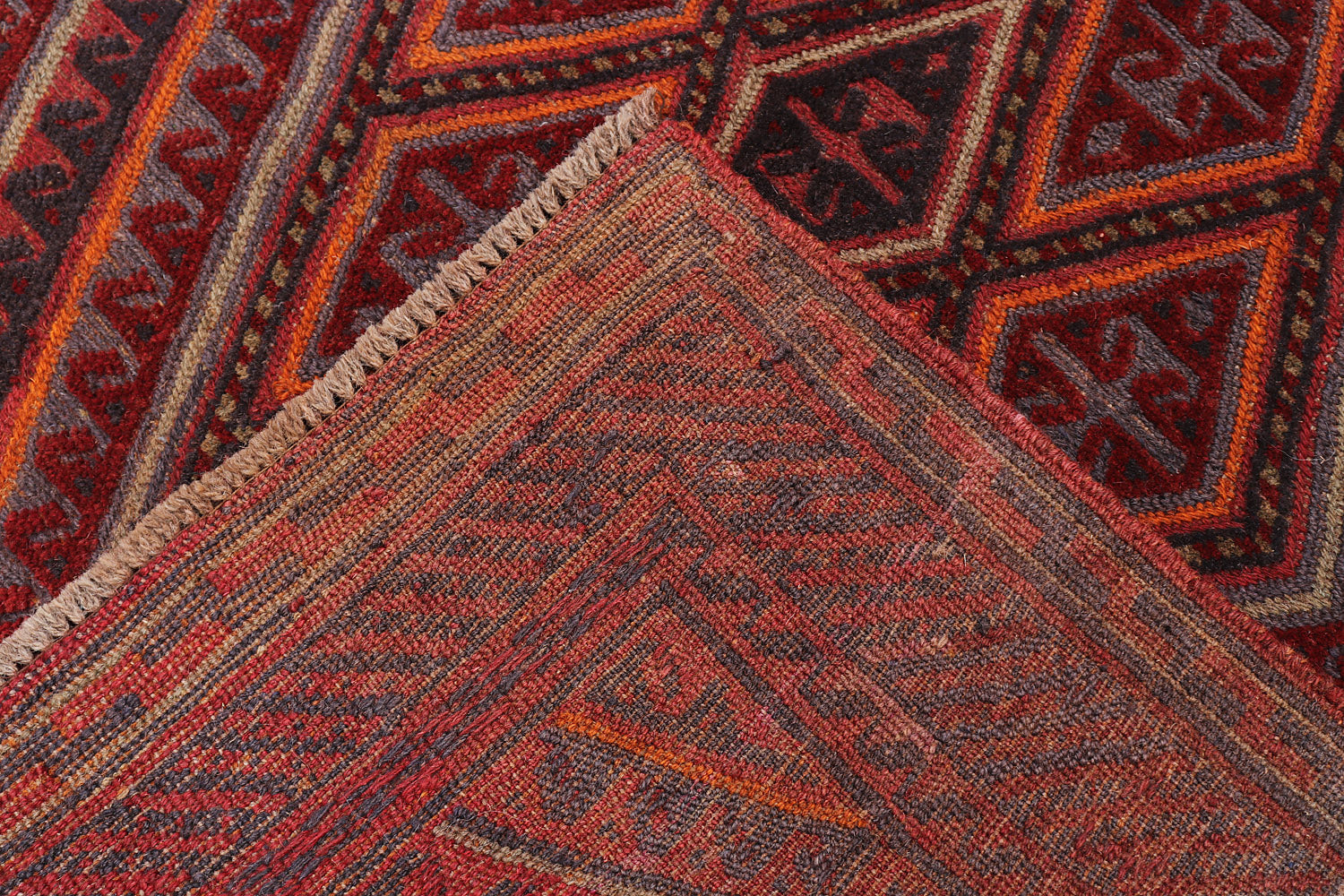 4' x 4' Red Handmade Mashwani Afghan Rug Square