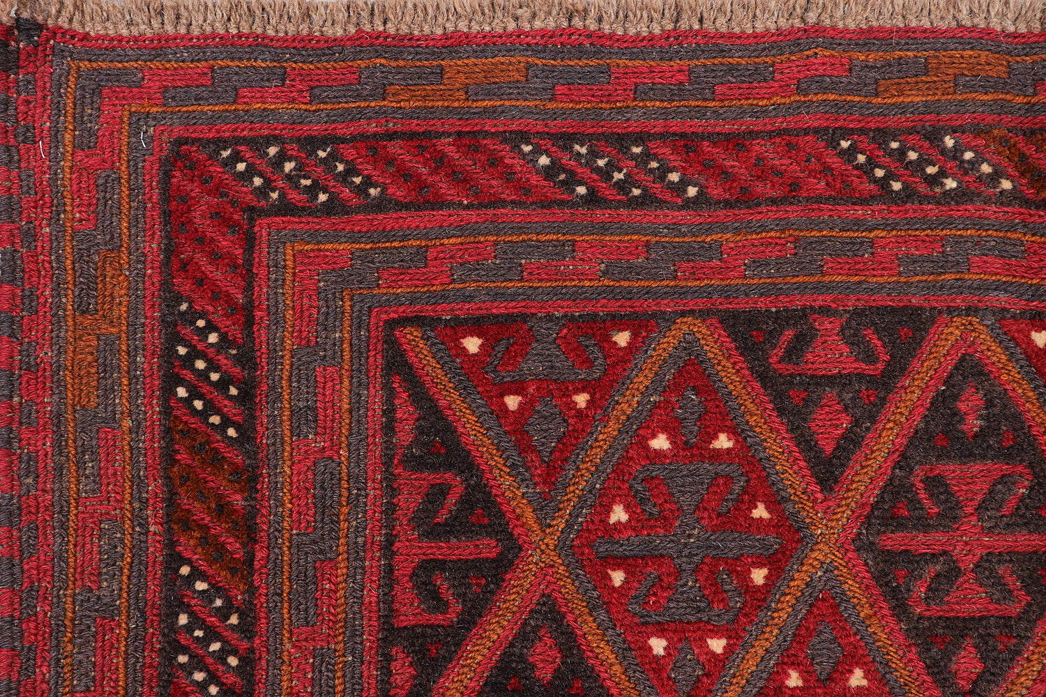 4' x 4' Red Handmade Mashwani Afghan Rug Square