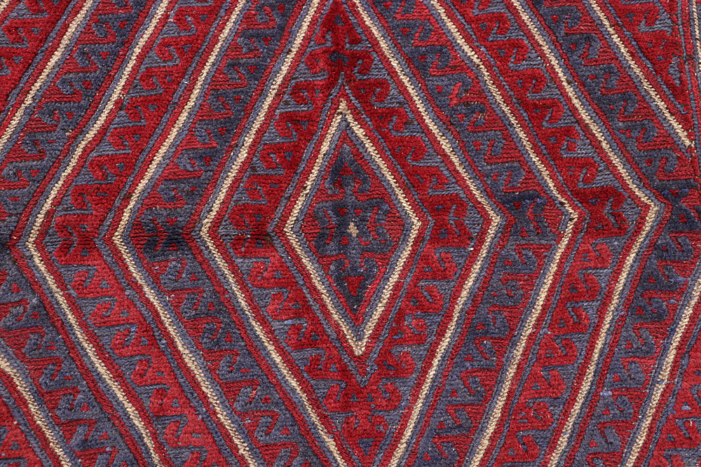 4' x 4' Red Handmade Mashwani Afghan Rug Square
