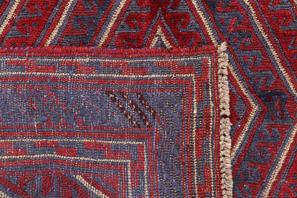 4' x 4' Red Handmade Mashwani Afghan Rug Square