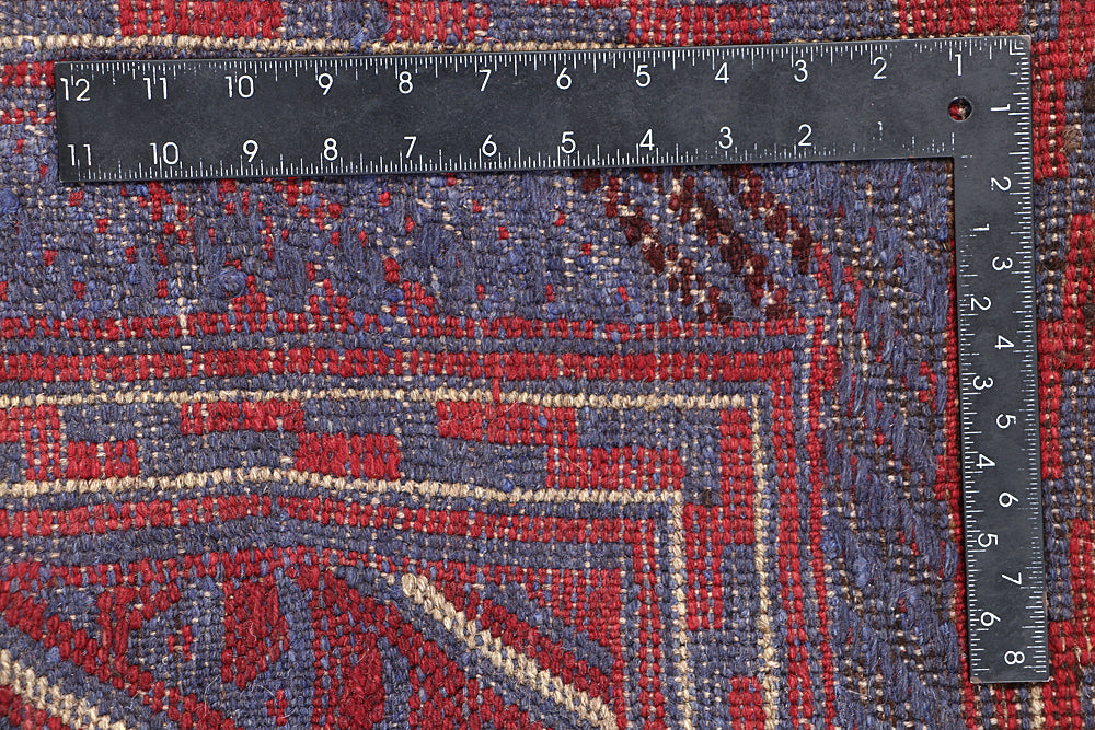 4' x 4' Red Handmade Mashwani Afghan Rug Square