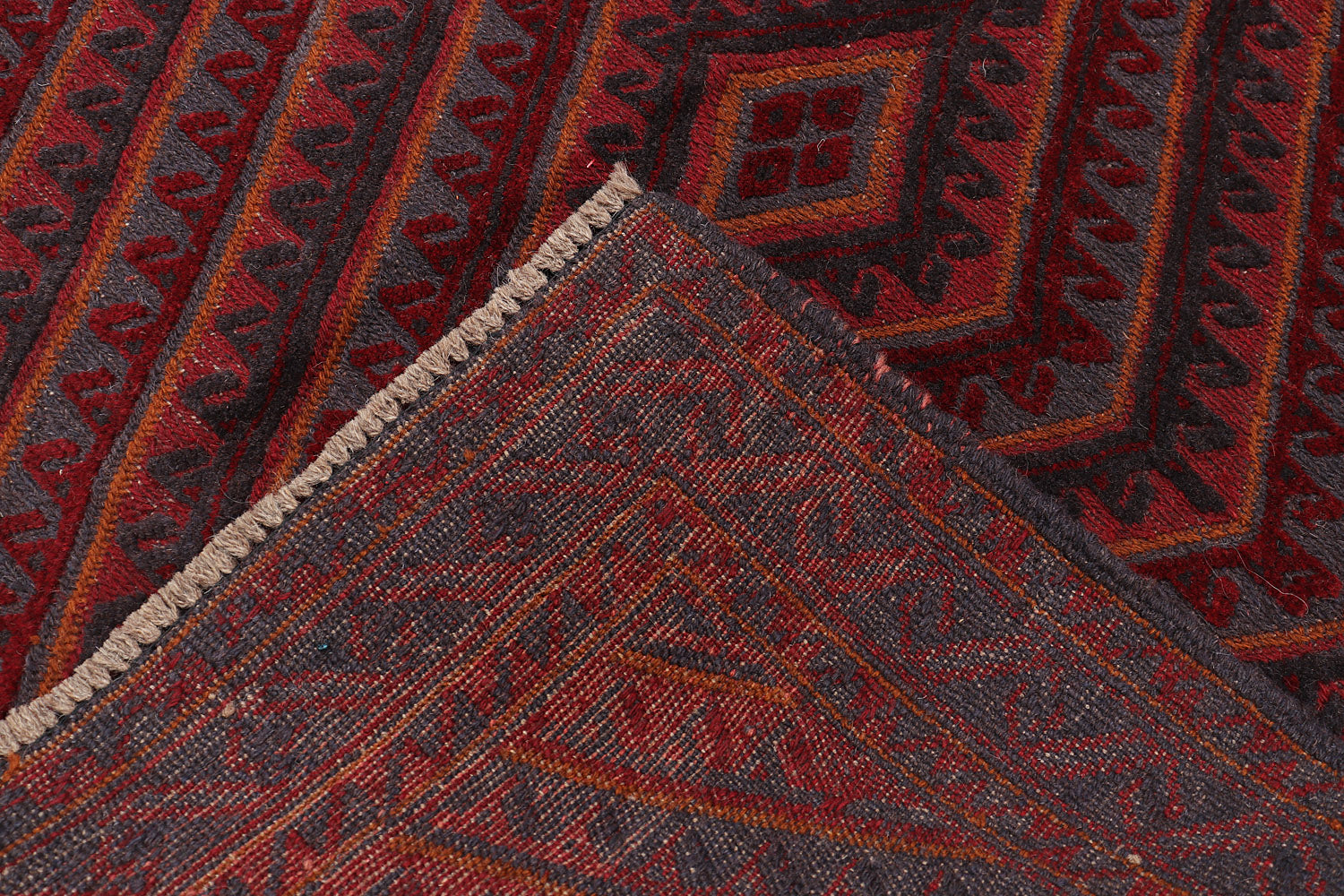 4' x 4' Red Handmade Mashwani Afghan Rug Square