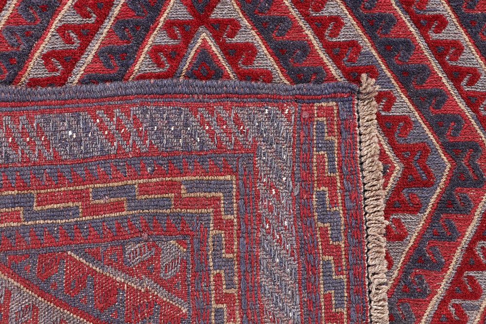 4' x 4' Red Handmade Mashwani Afghan Rug Square