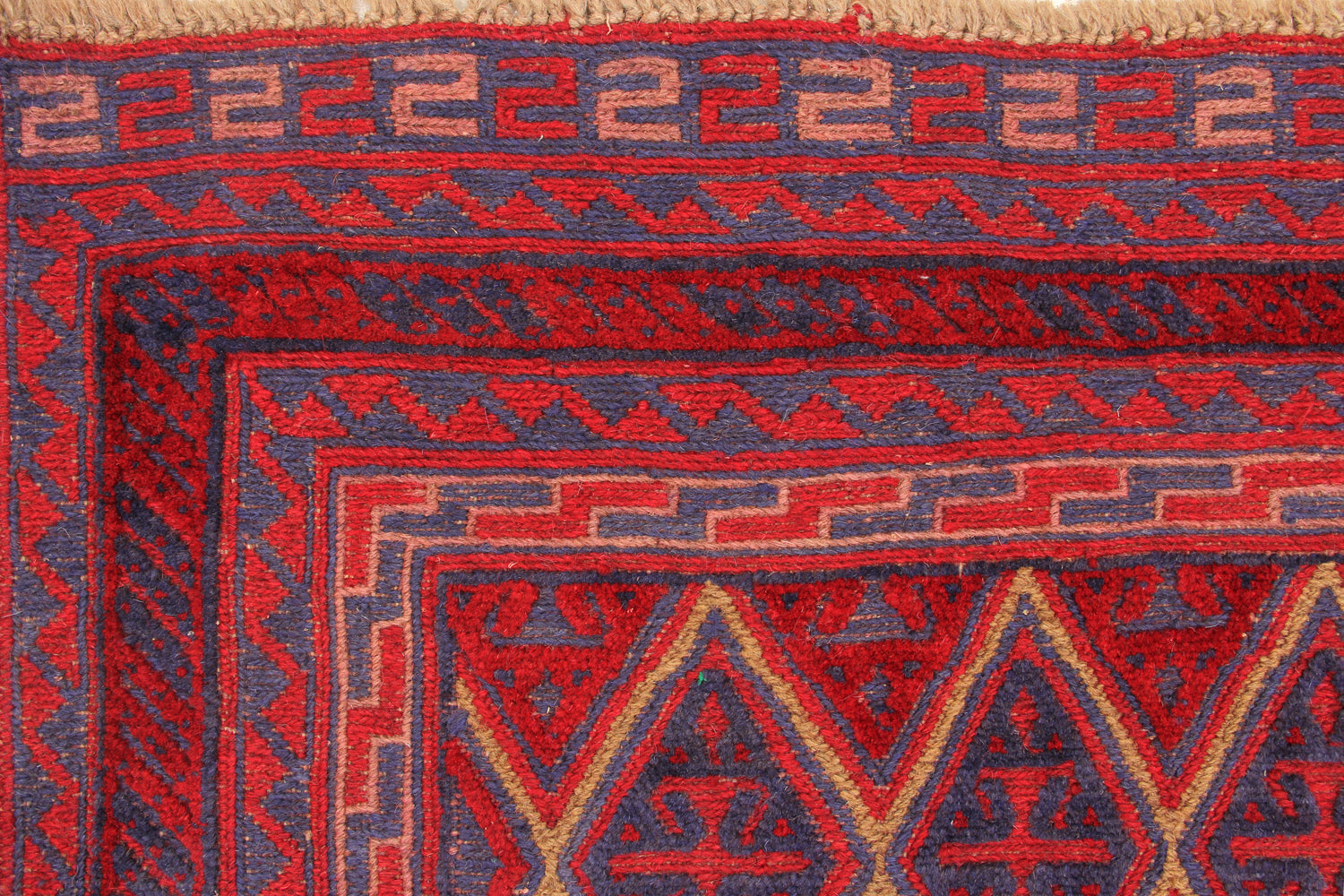 4' x 4' Red Handmade Mashwani Afghan Rug Square