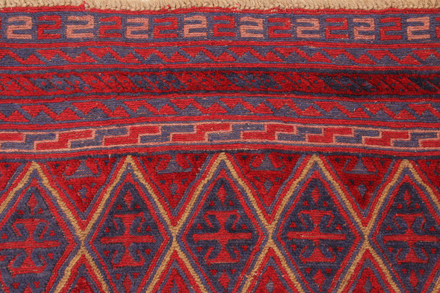 4' x 4' Red Handmade Mashwani Afghan Rug Square