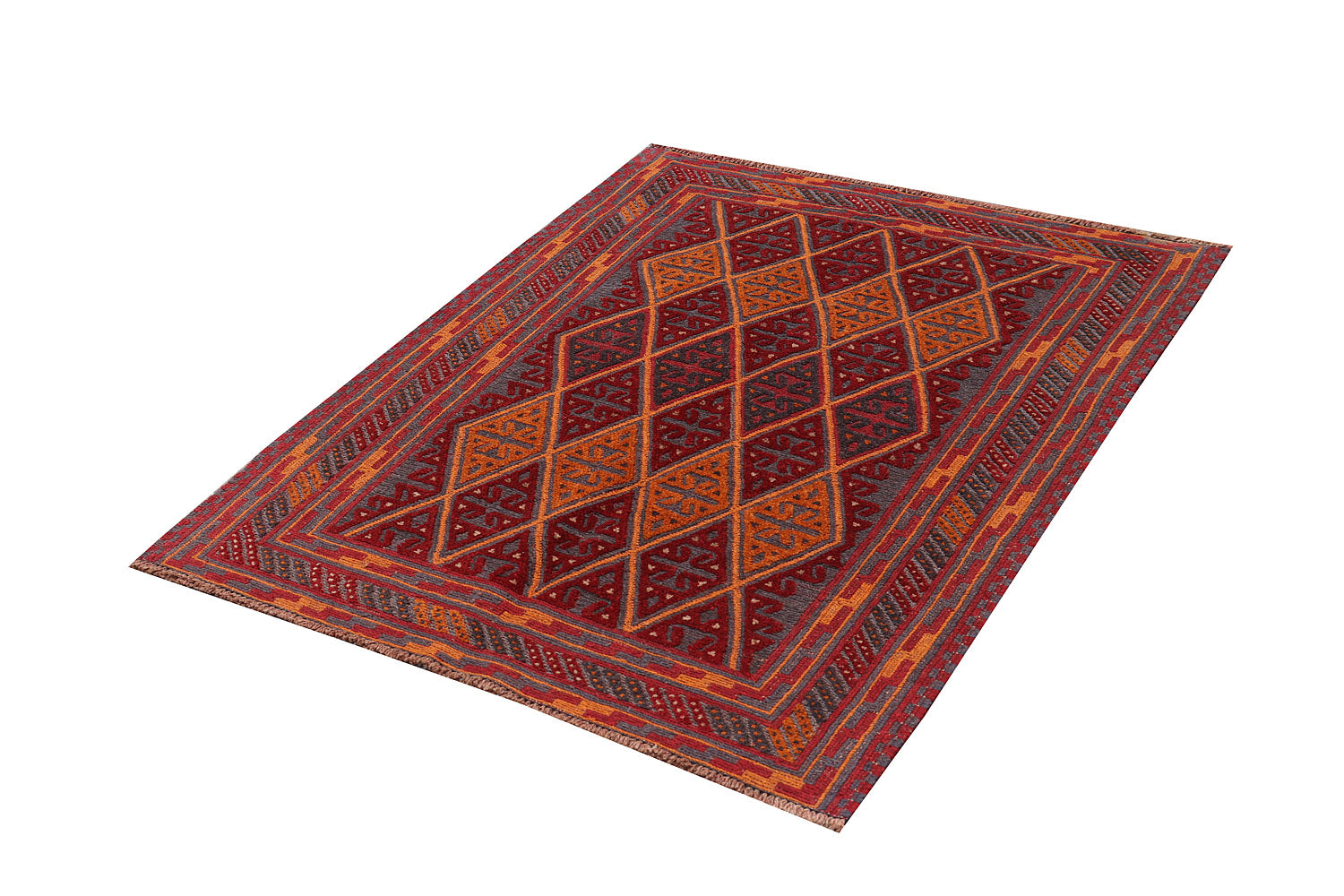 4' x 4' Red Handmade Mashwani Afghan Rug Square