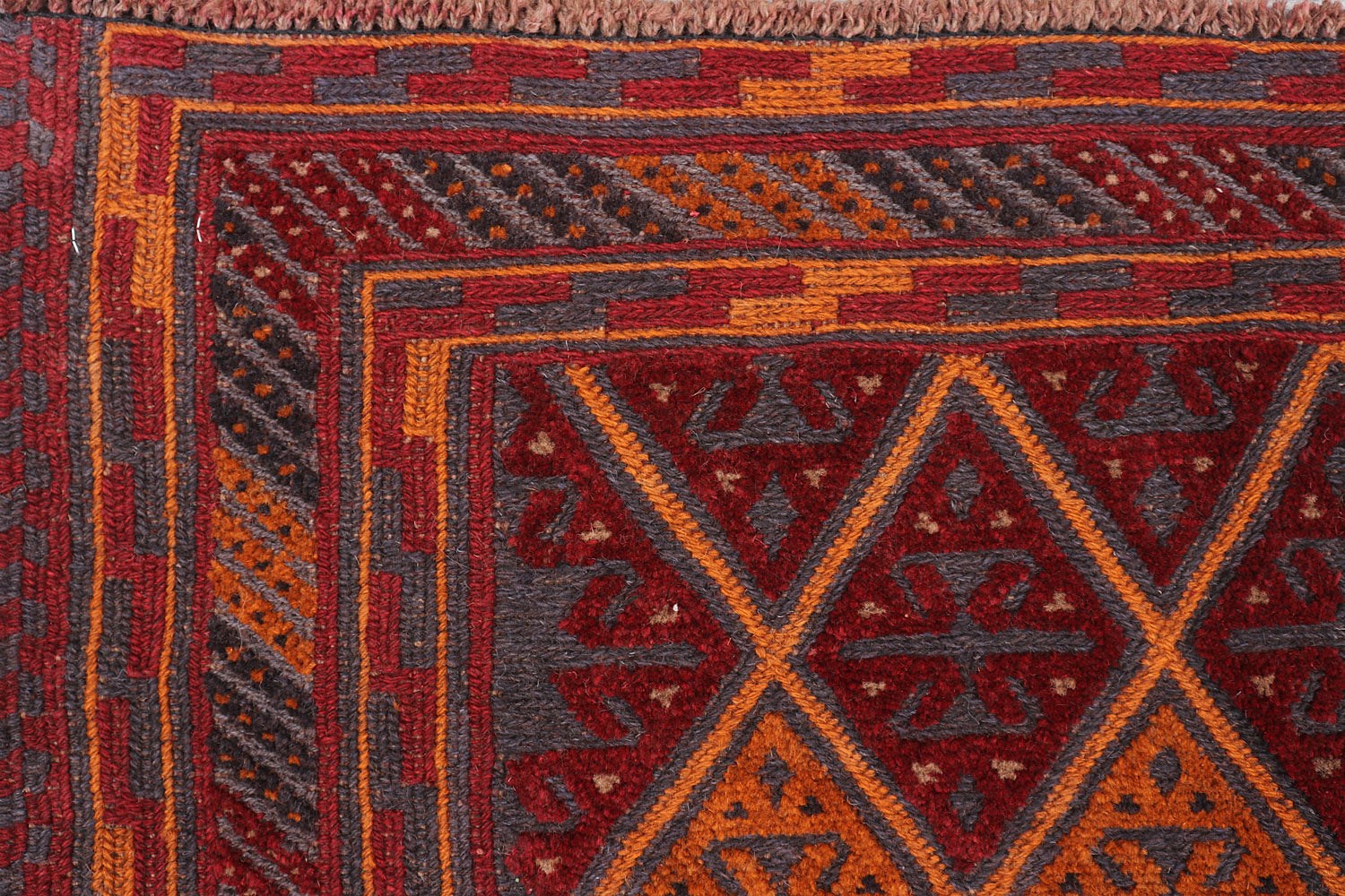 4' x 4' Red Handmade Mashwani Afghan Rug Square