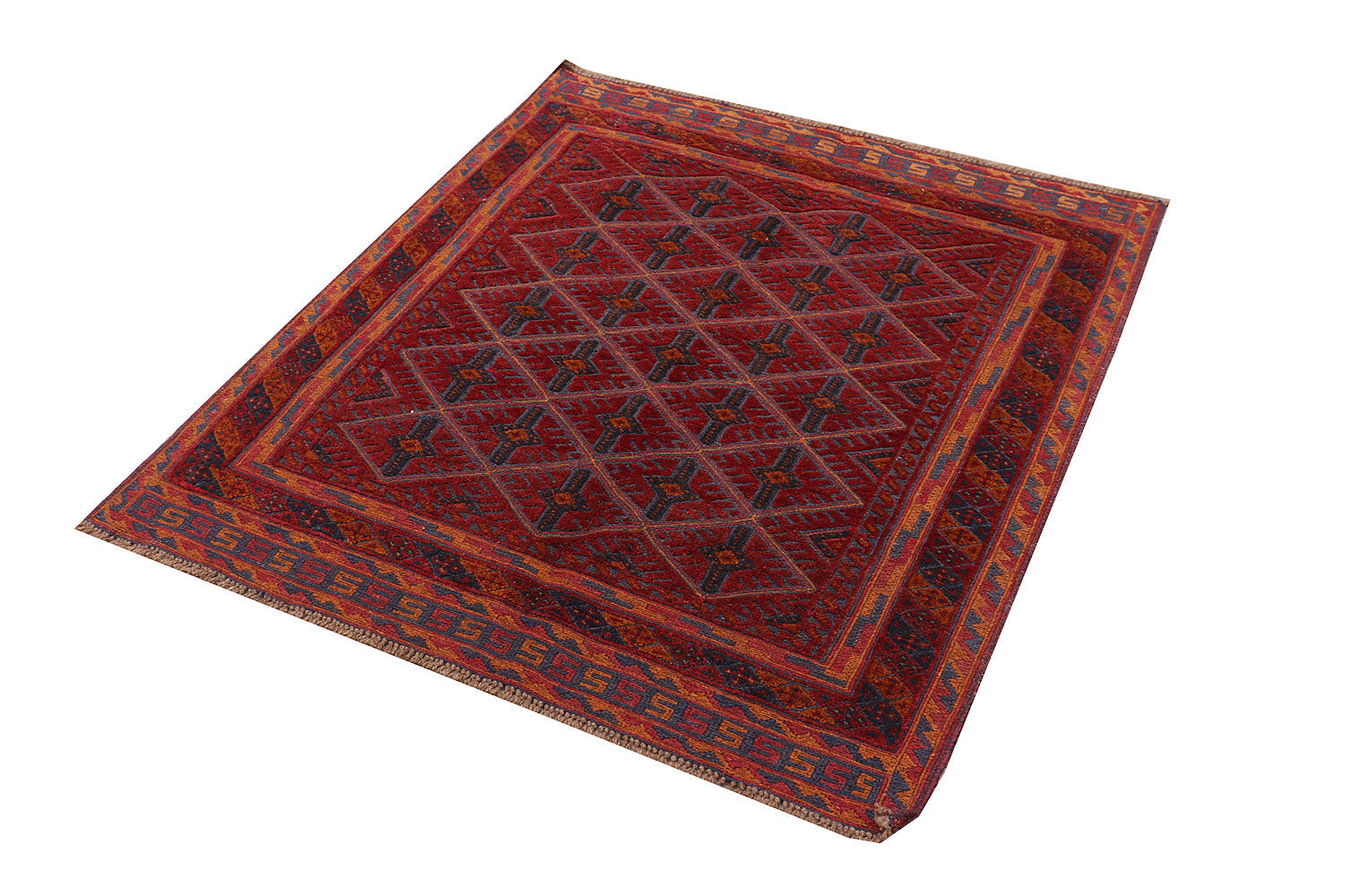 4' x 4' Red Handmade Mashwani Afghan Rug Square