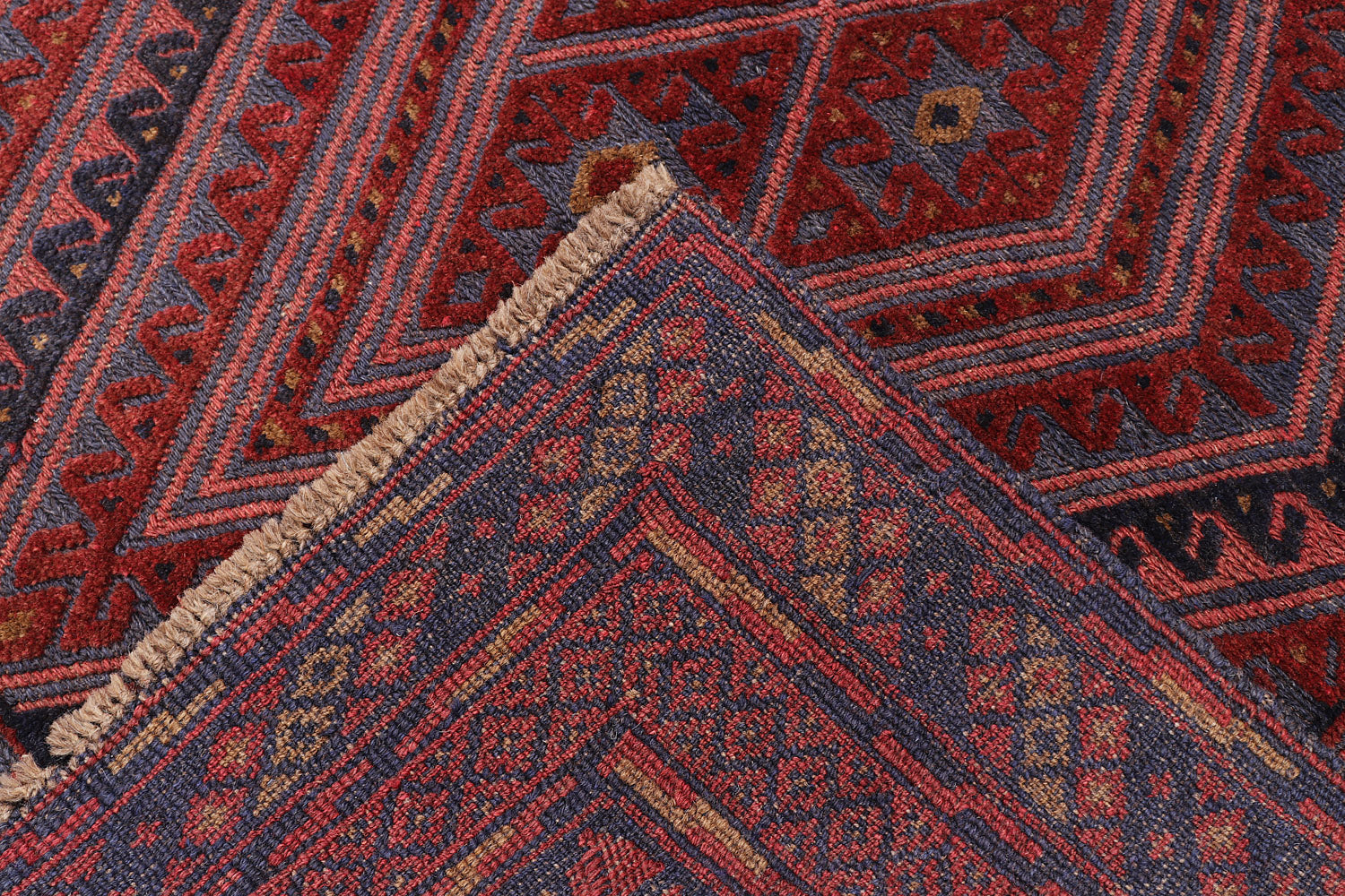 4' x 4' Red Handmade Mashwani Afghan Rug Square