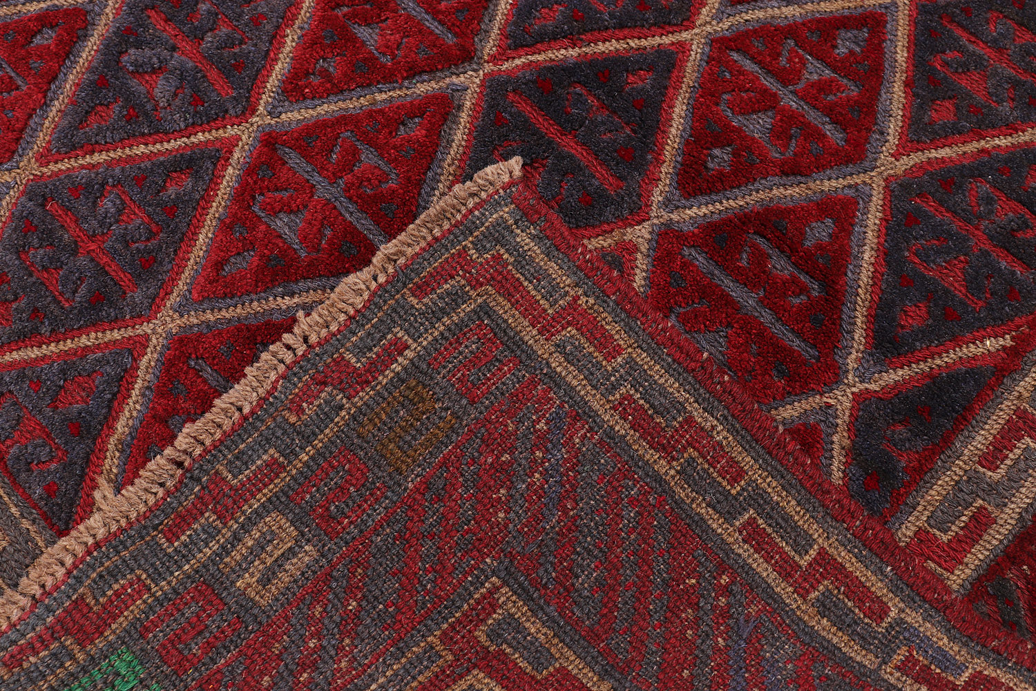 4' x 4' Red Handmade Mashwani Afghan Rug Square
