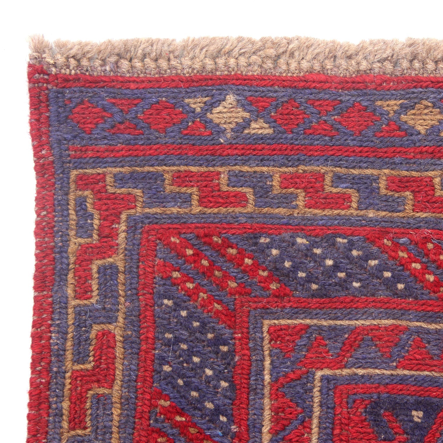 4' x 4' Red Handmade Mashwani Afghan Rug Square