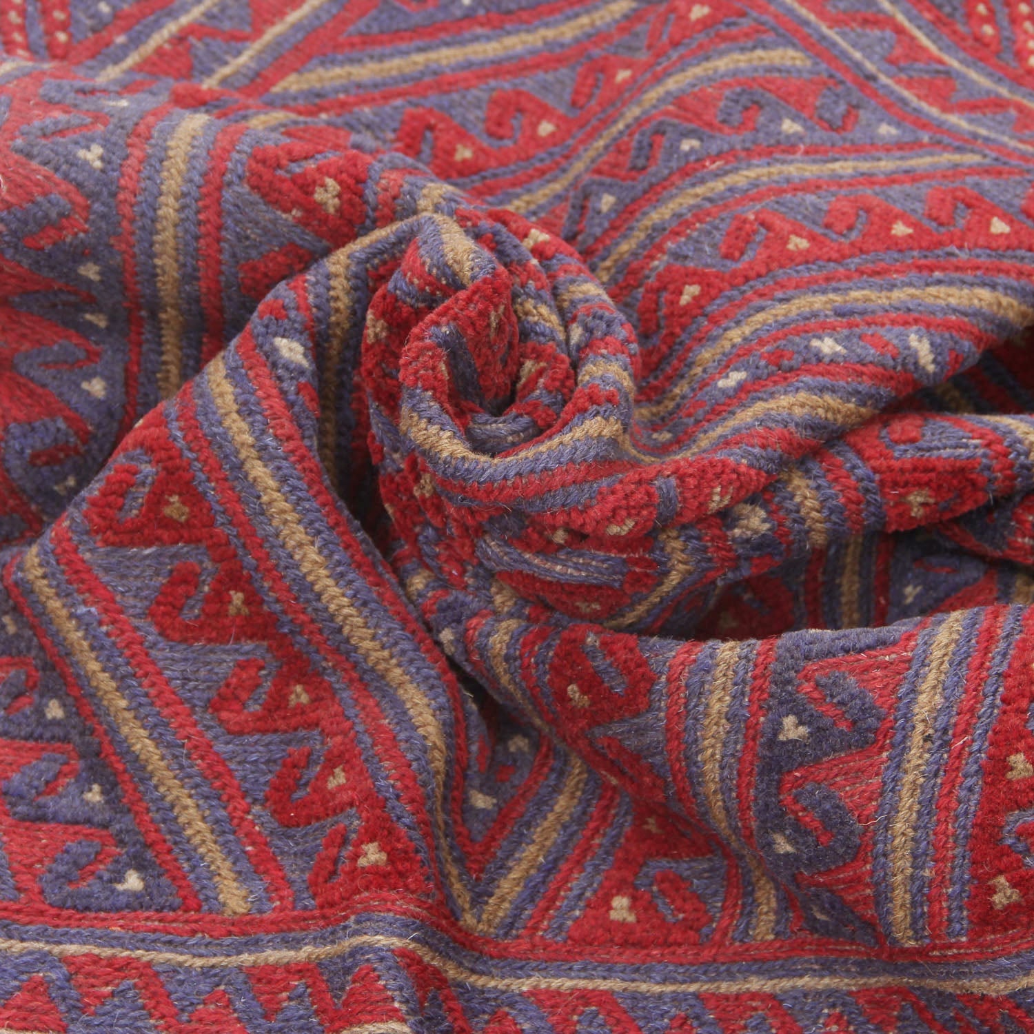 4' x 4' Red Handmade Mashwani Afghan Rug Square