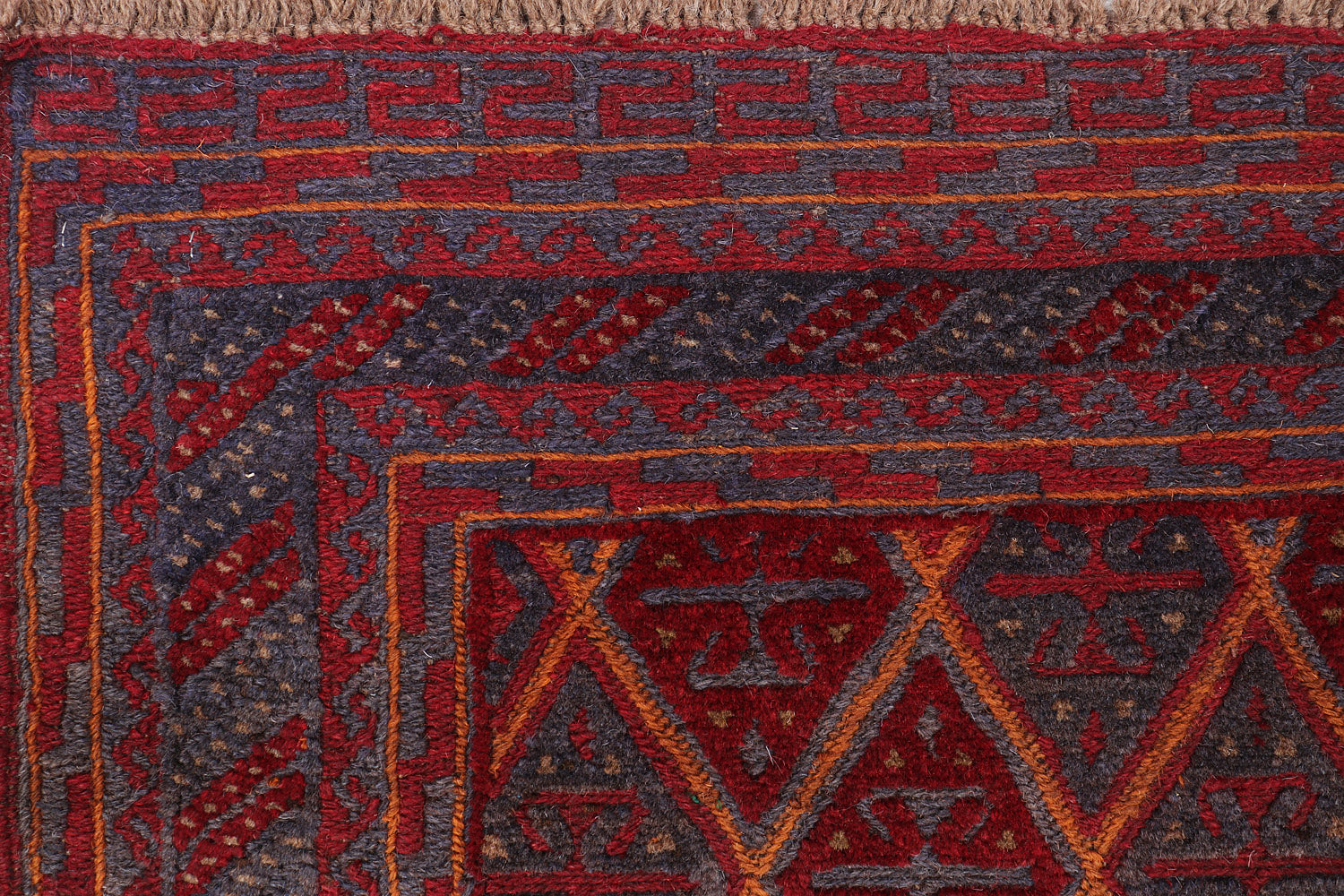 4' x 4' Red Handmade Mashwani Afghan Rug Square