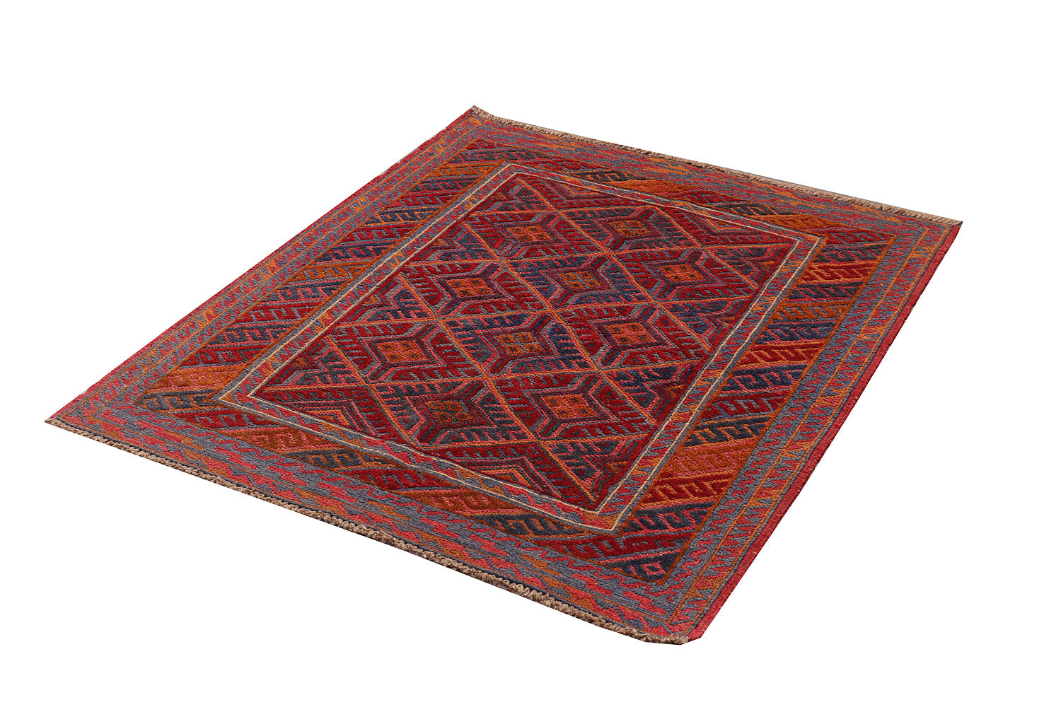 4' x 4' Red Handmade Mashwani Afghan Rug Square