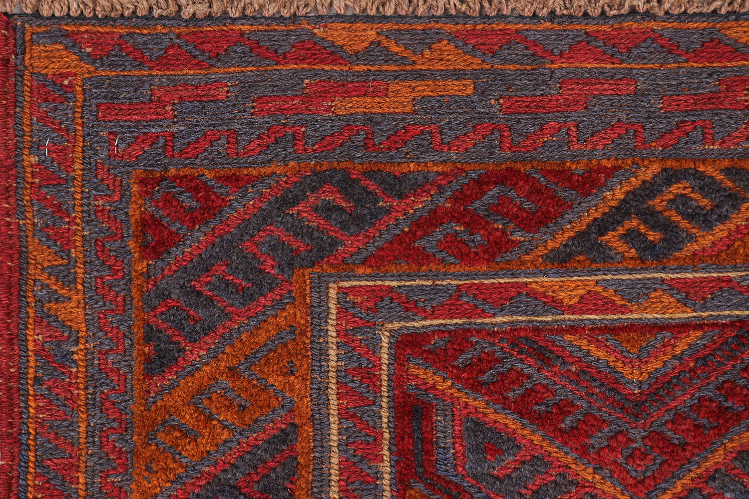 4' x 4' Red Handmade Mashwani Afghan Rug Square