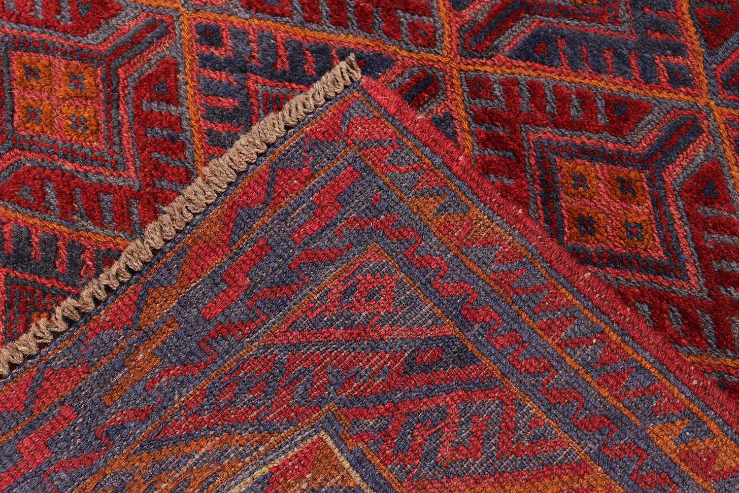 4' x 4' Red Handmade Mashwani Afghan Rug Square