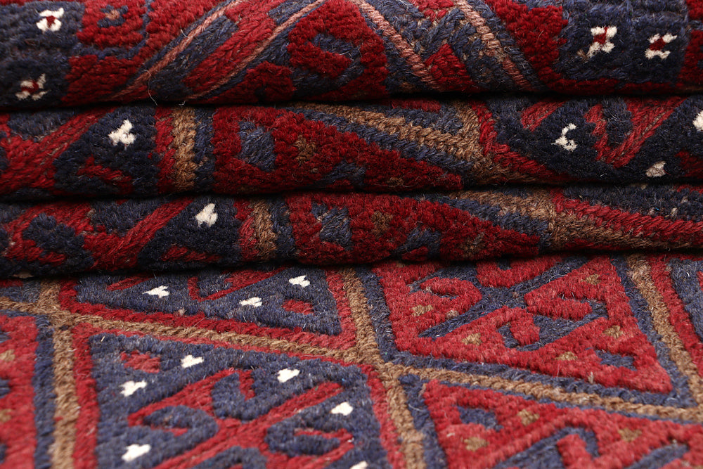 4' x 4' Red Handmade Mashwani Afghan Rug Square