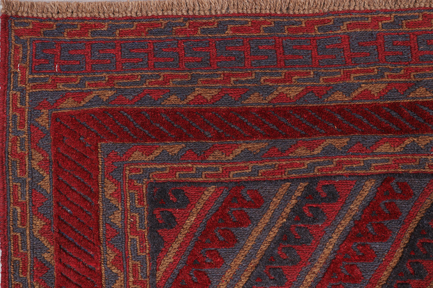 4' x 4' Red Handmade Mashwani Afghan Rug Square