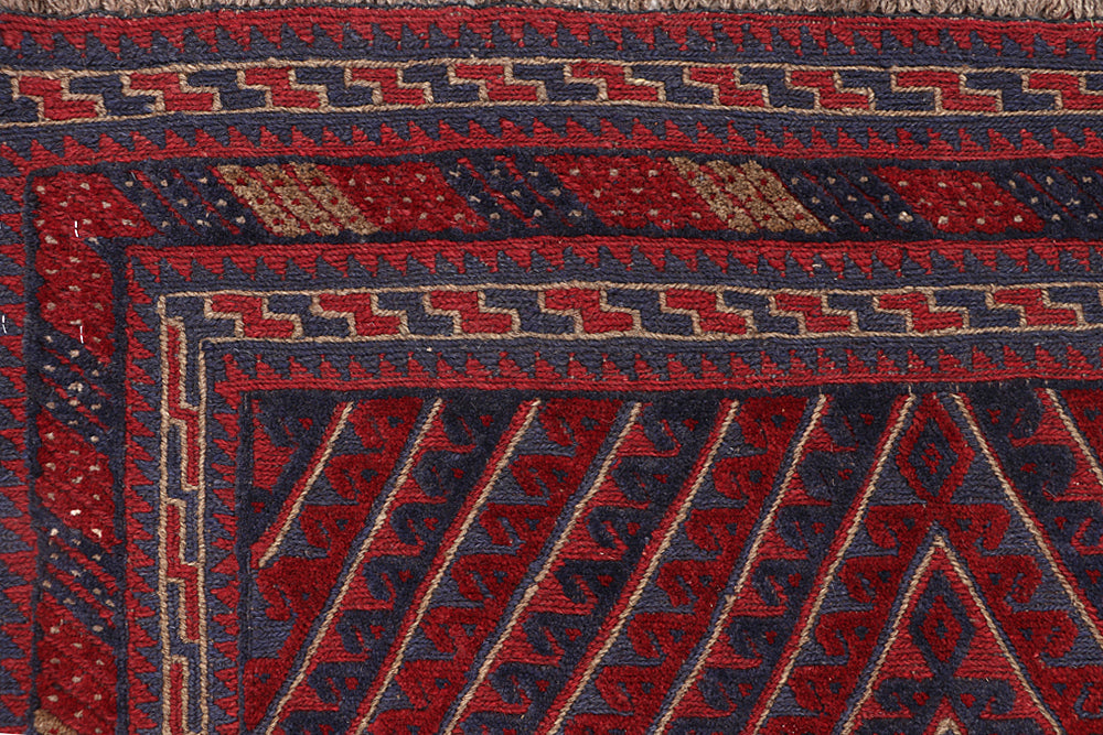 4' x 4' Red Handmade Mashwani Afghan Rug Square