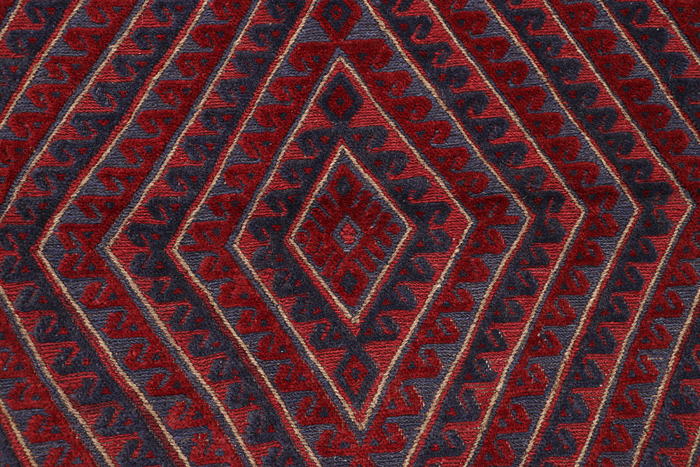 4' x 4' Red Handmade Mashwani Afghan Rug Square