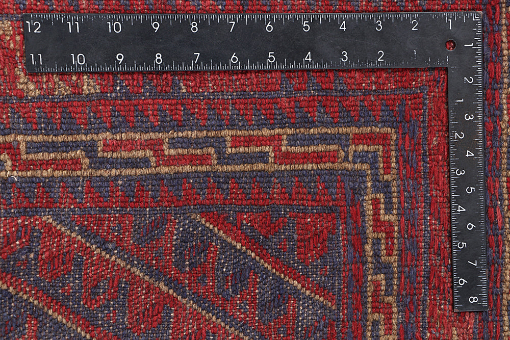 4' x 4' Red Handmade Mashwani Afghan Rug Square