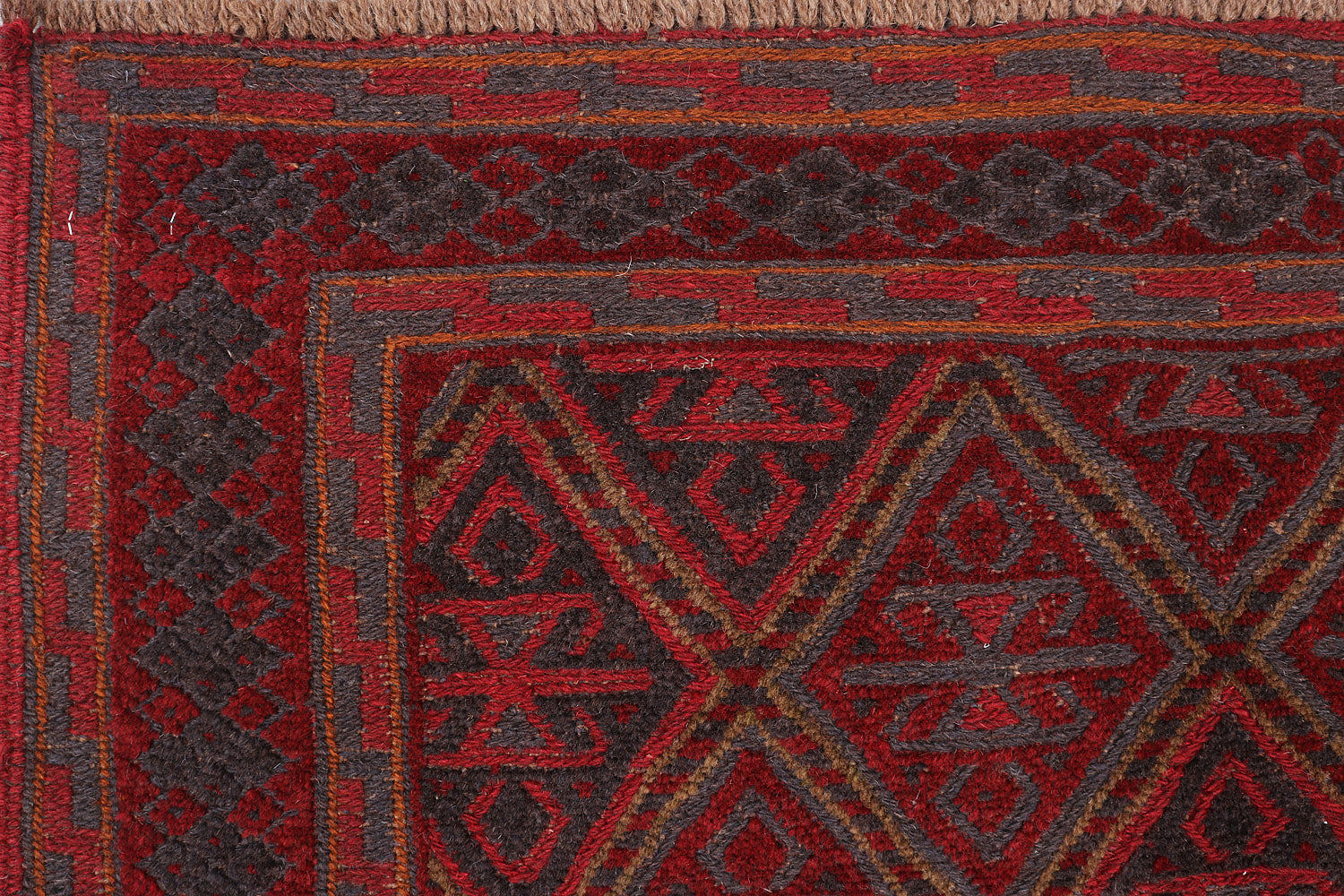 4' x 4' Red Handmade Mashwani Afghan Rug Square