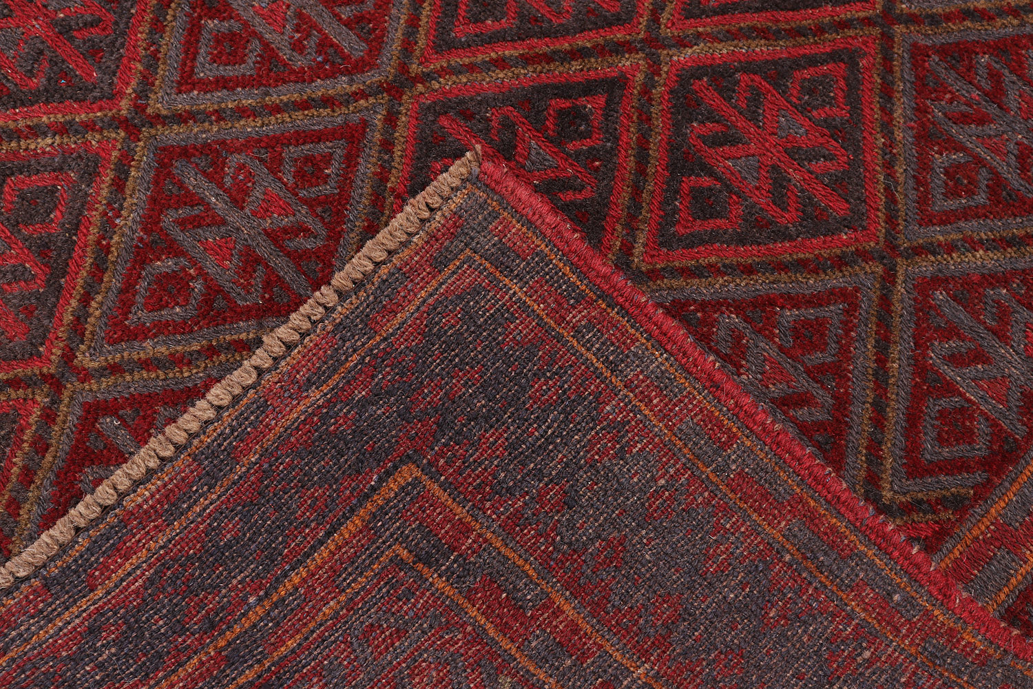 4' x 4' Red Handmade Mashwani Afghan Rug Square