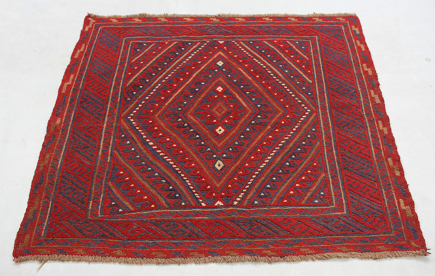 4' x 4' Red Handmade Mashwani Afghan Rug Square