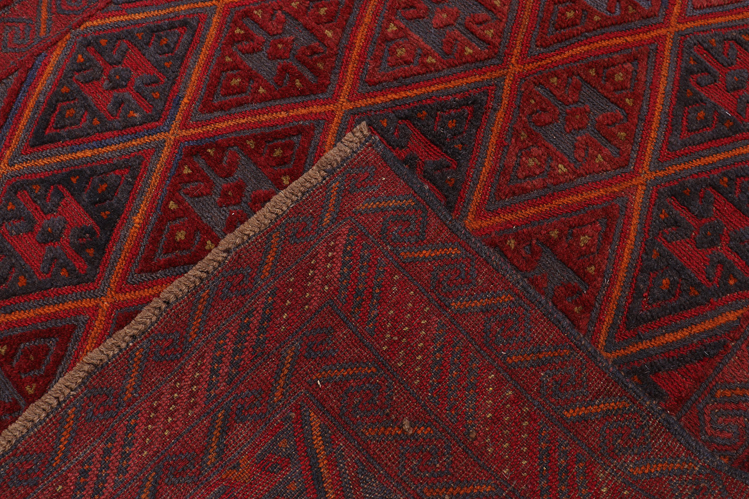 4' x 4' Red Handmade Mashwani Afghan Rug Square