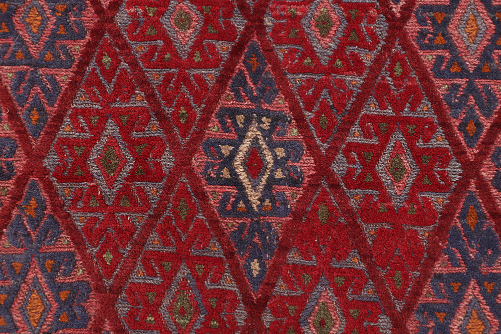 Red Handmade Mashwani Afghan Rug Rectangular