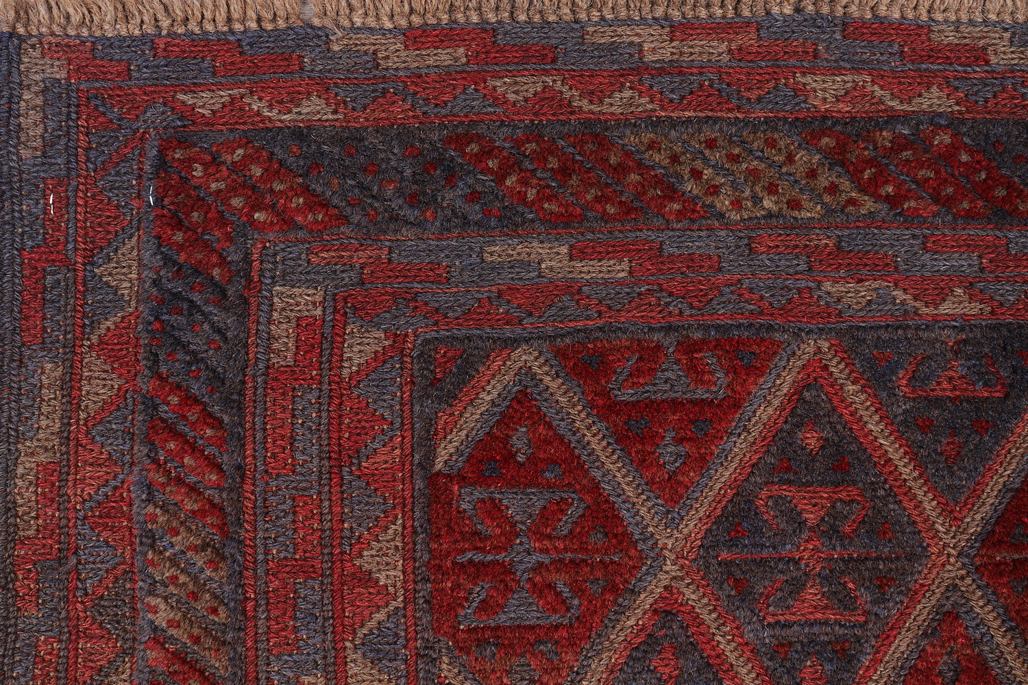 4' x 4' Red Handmade Mashwani Afghan Rug Square