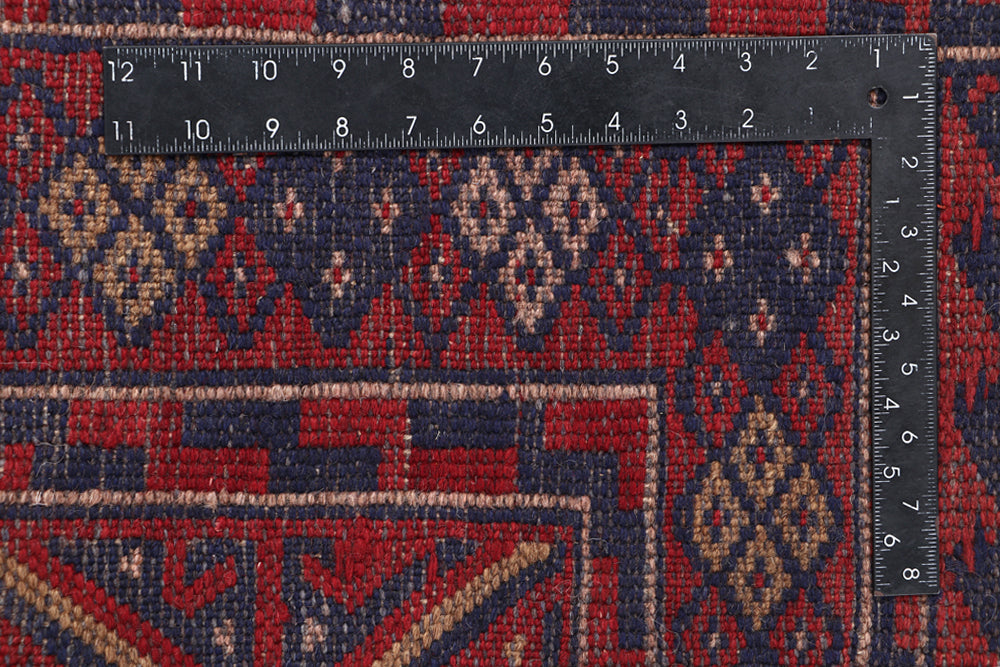 4' x 4' Red Handmade Mashwani Afghan Rug Square