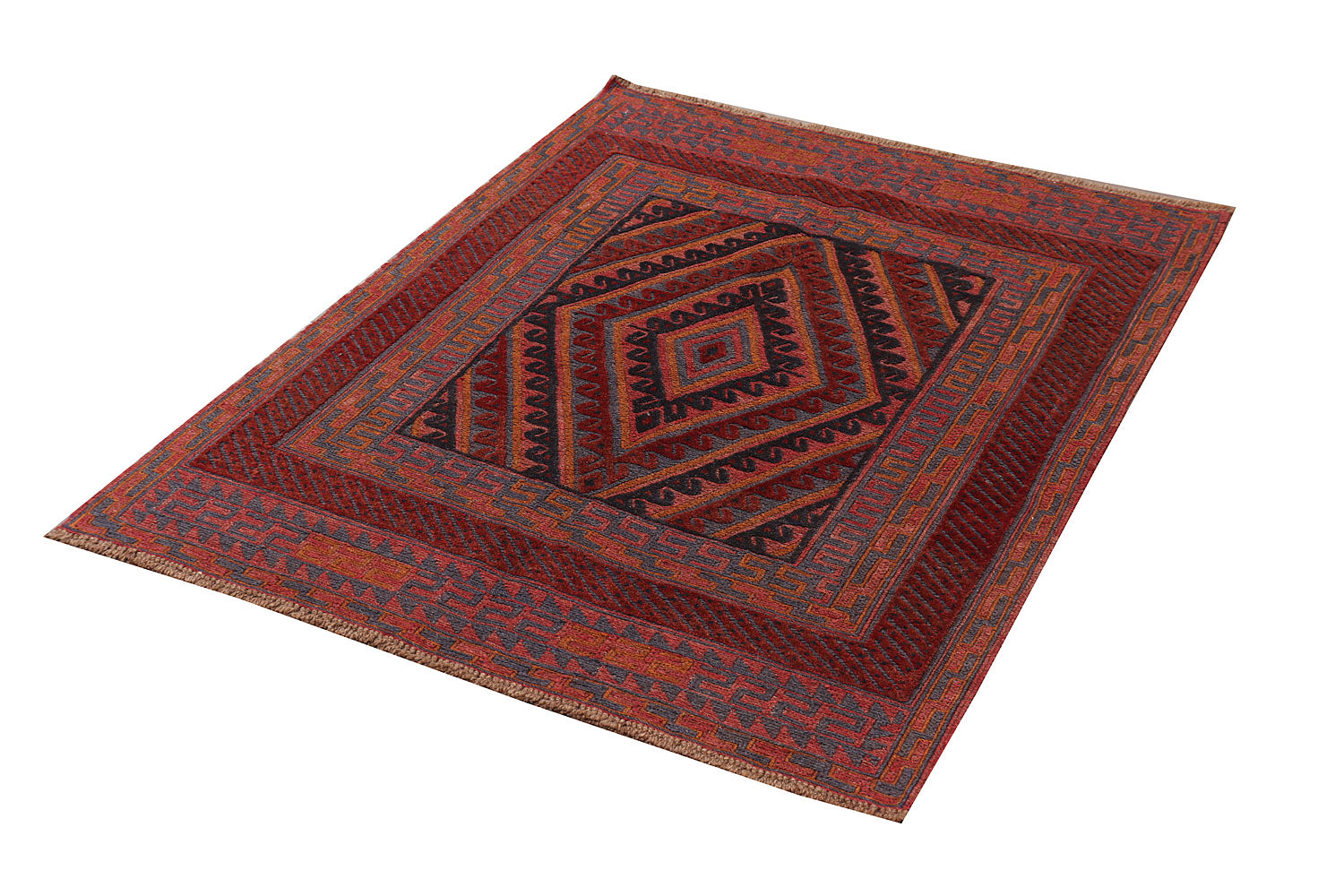 4' x 4' Red Handmade Mashwani Afghan Rug Square