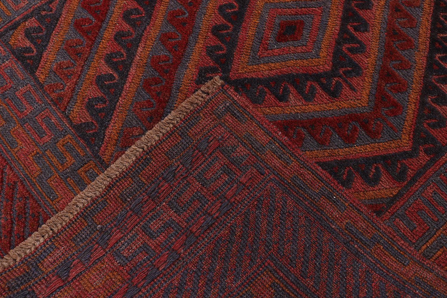 4' x 4' Red Handmade Mashwani Afghan Rug Square