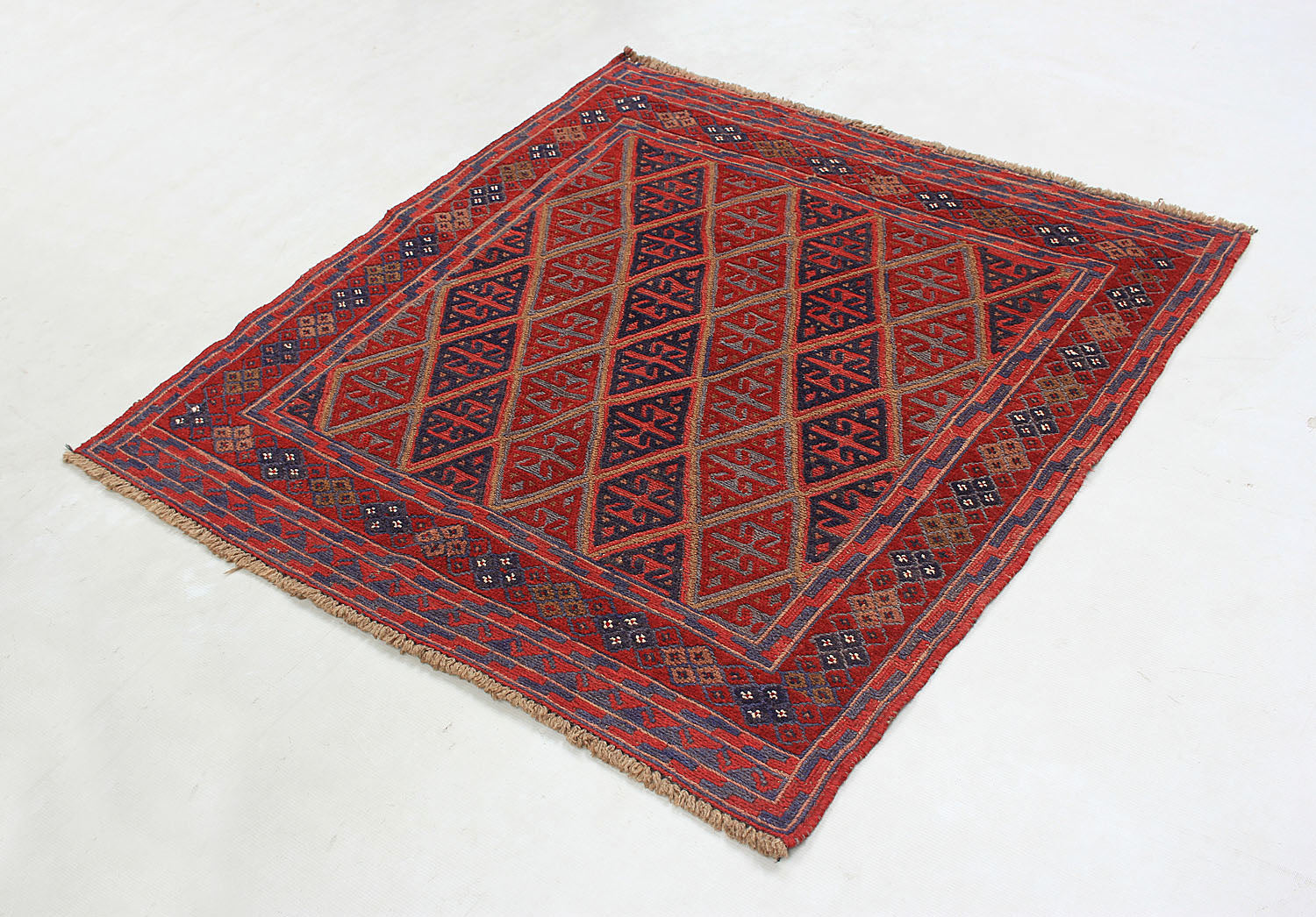 4' x 4' Red Handmade Mashwani Afghan Rug Square