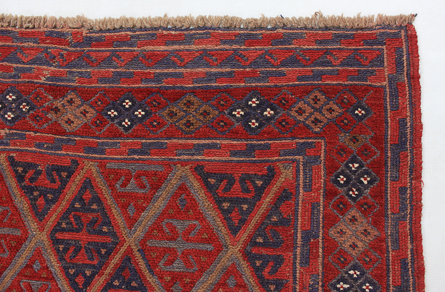 4' x 4' Red Handmade Mashwani Afghan Rug Square