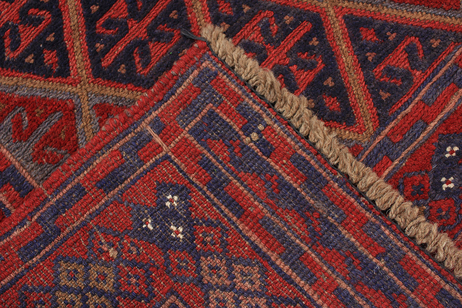 4' x 4' Red Handmade Mashwani Afghan Rug Square