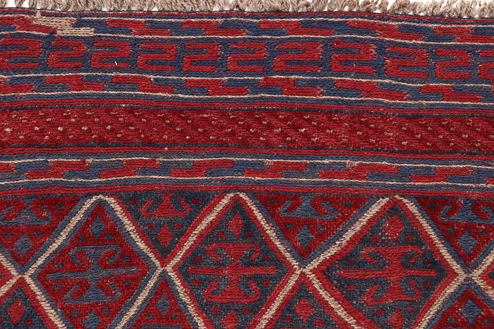 4' x 4' Red Handmade Mashwani Afghan Rug Square