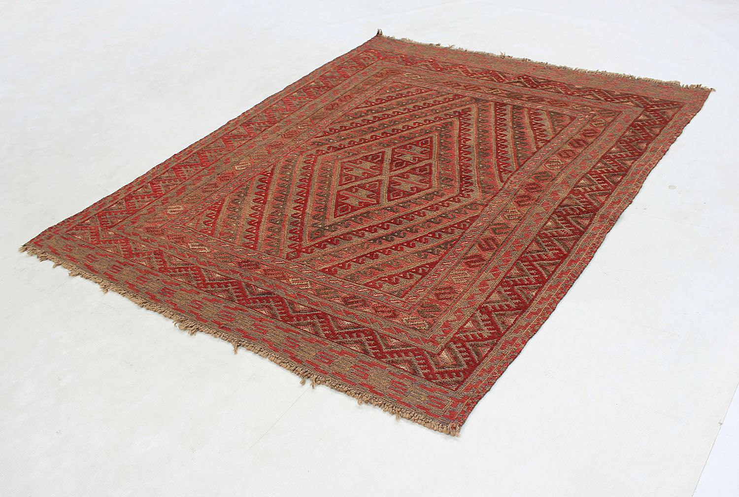 4' 6" x 6' 6 Brown Handmade Mashwani Afghan Rug Rectangular