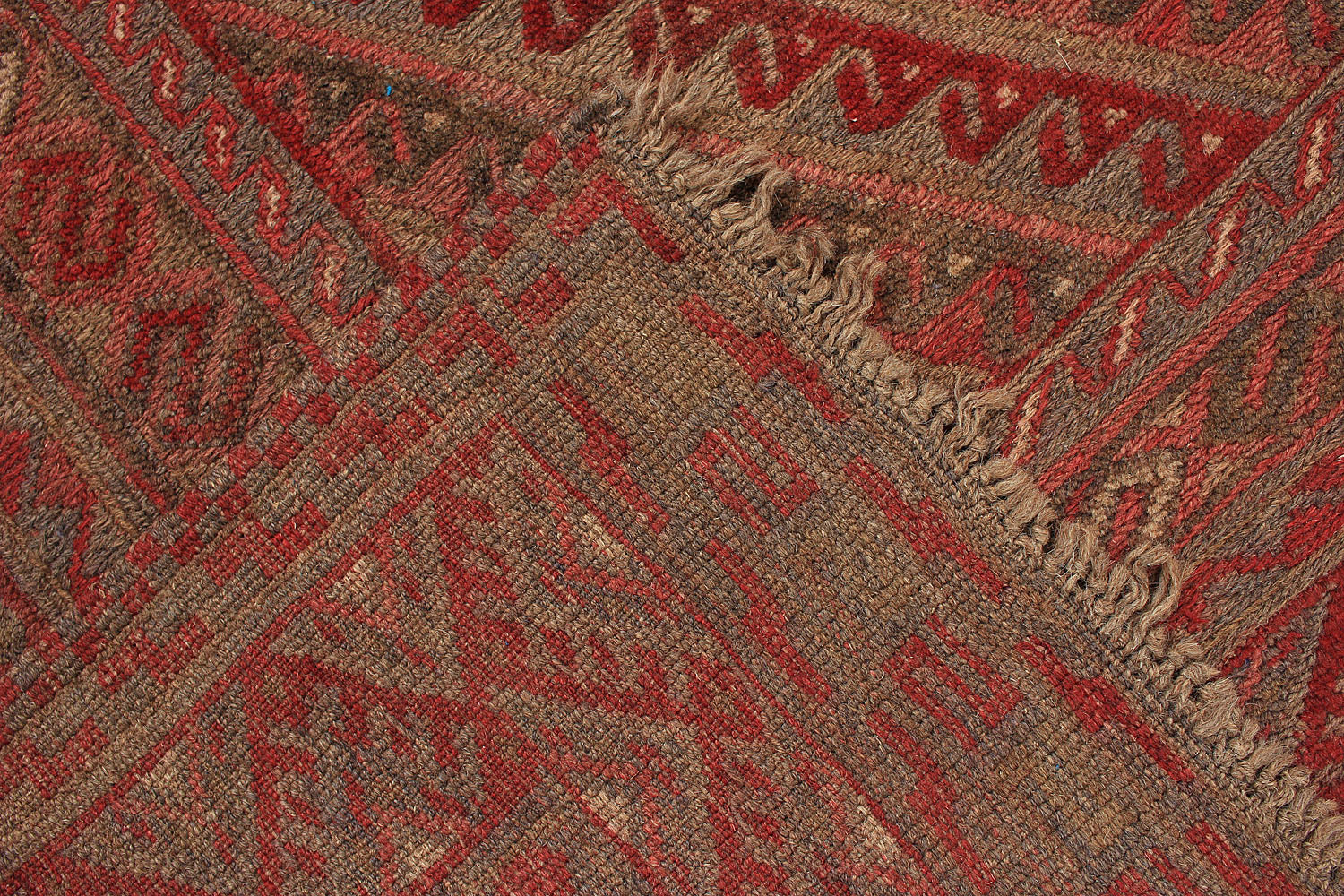 4' 6" x 6' 6 Brown Handmade Mashwani Afghan Rug Rectangular