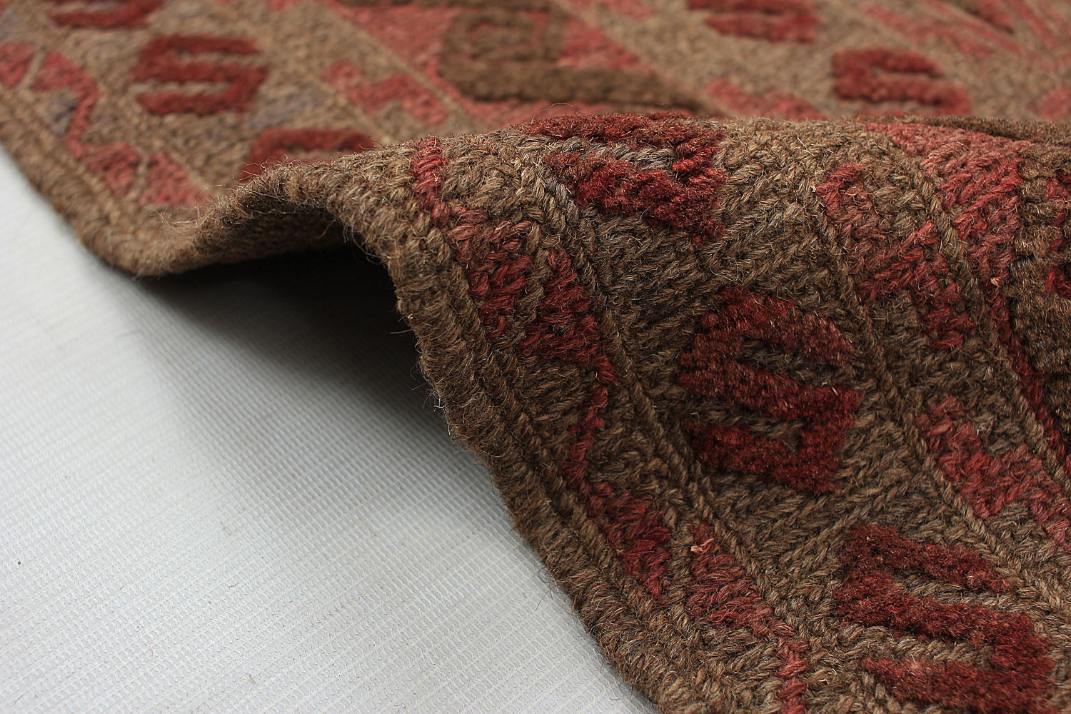 Brown Handmade Mashwani Afghan Rug Rectangular